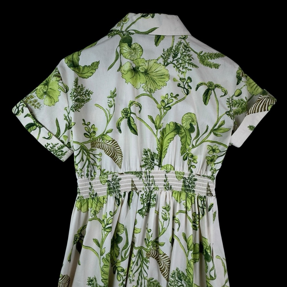 TALBOTS Modern Poplin Smocked Midi Dress size 4 Branching Floral EUC  P252036174 - Picture 4 of 16